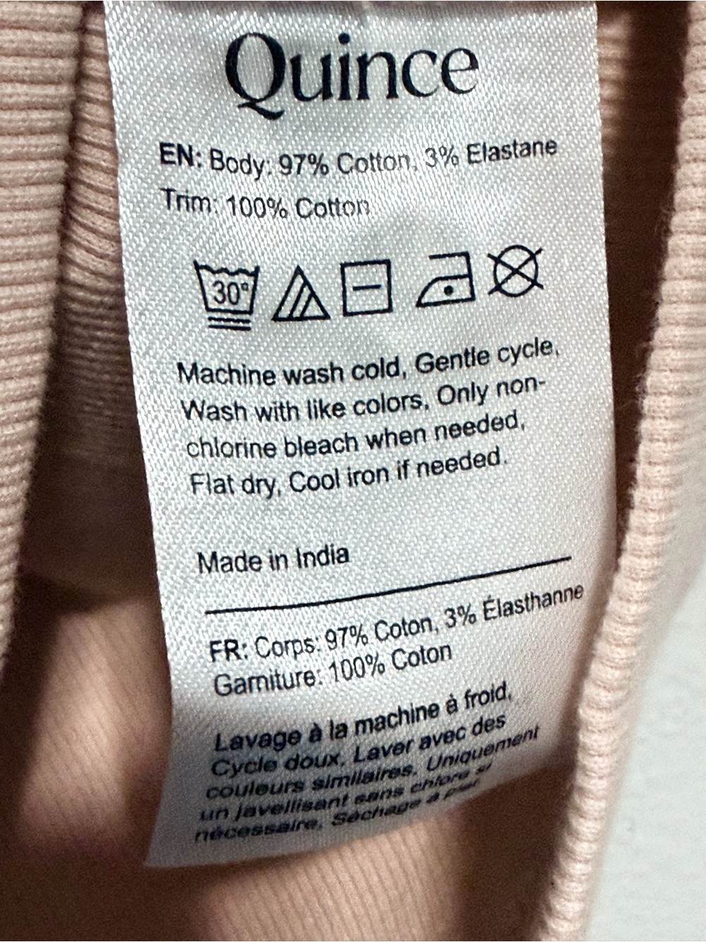 Quince Light Blush Puff-Sleeve Henley Top - Picture 3 of 4